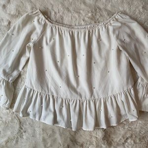 Creamy-White Off-the-Shoulder Dressy Blouse